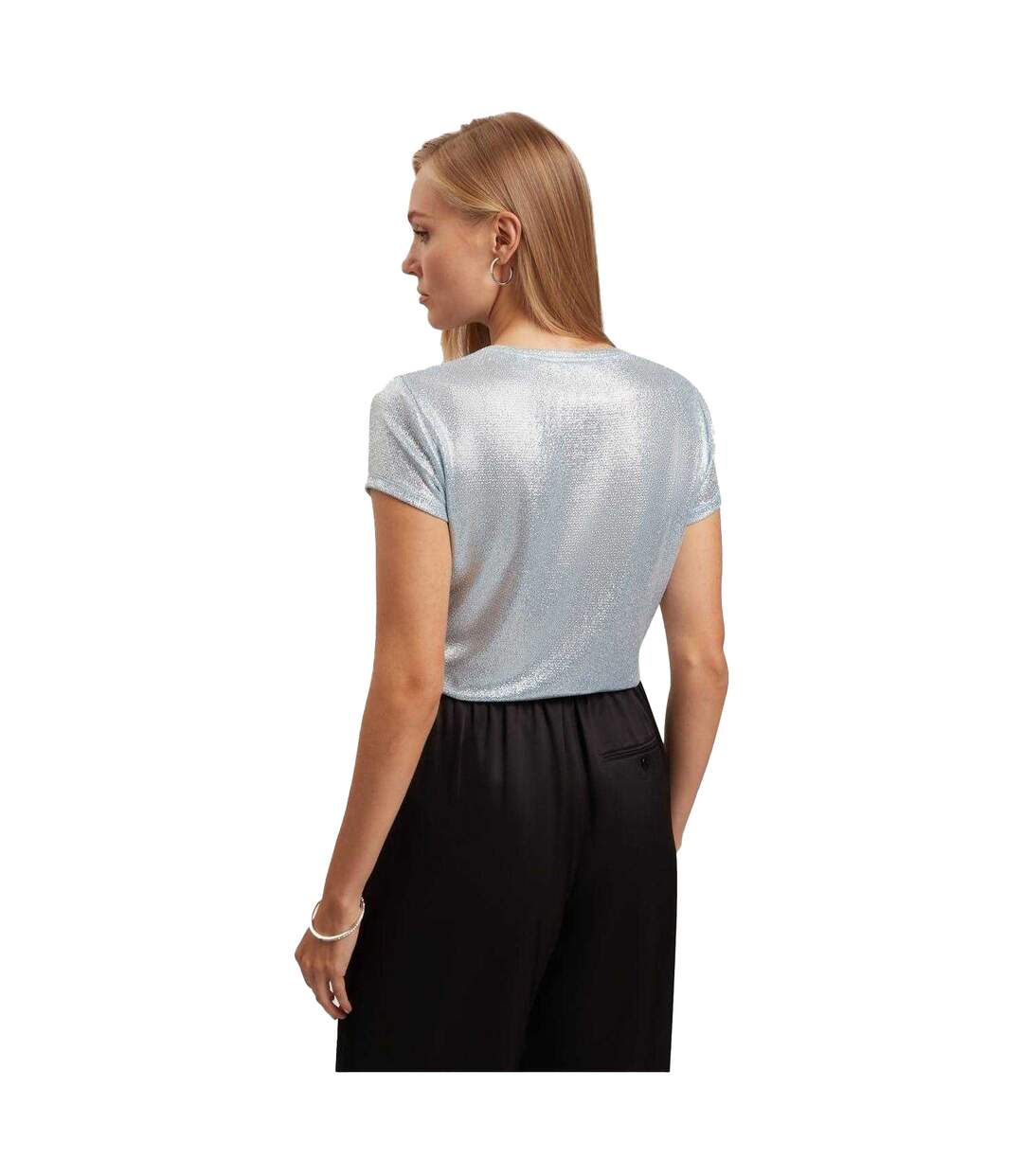Womens/ladies Metallic Slim T-shirt Blue Ted Baker-3