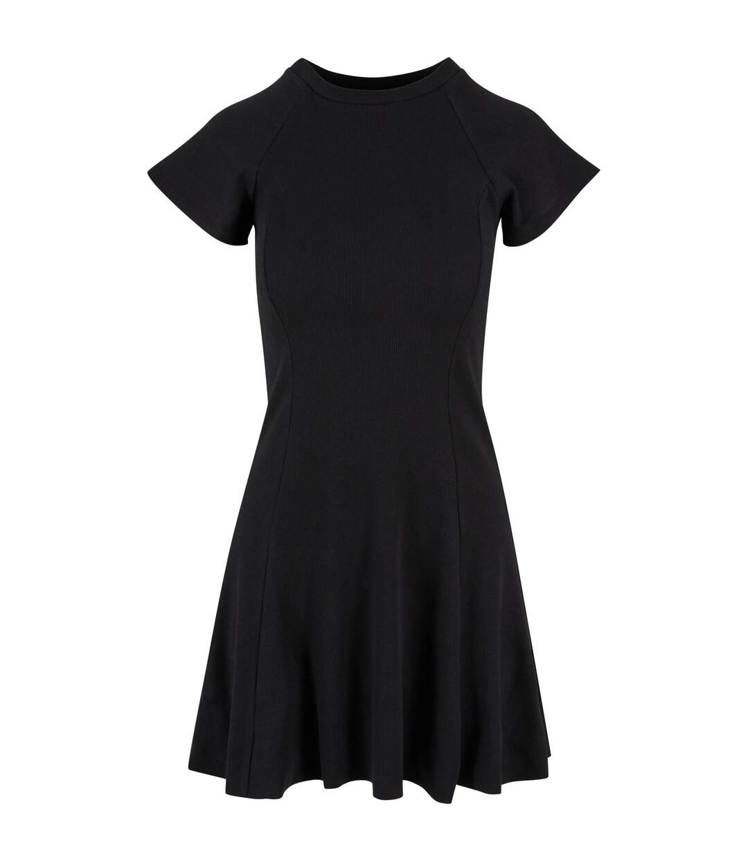 Womens/ladies Ribbed Skater Dress Black Urban Classics-1