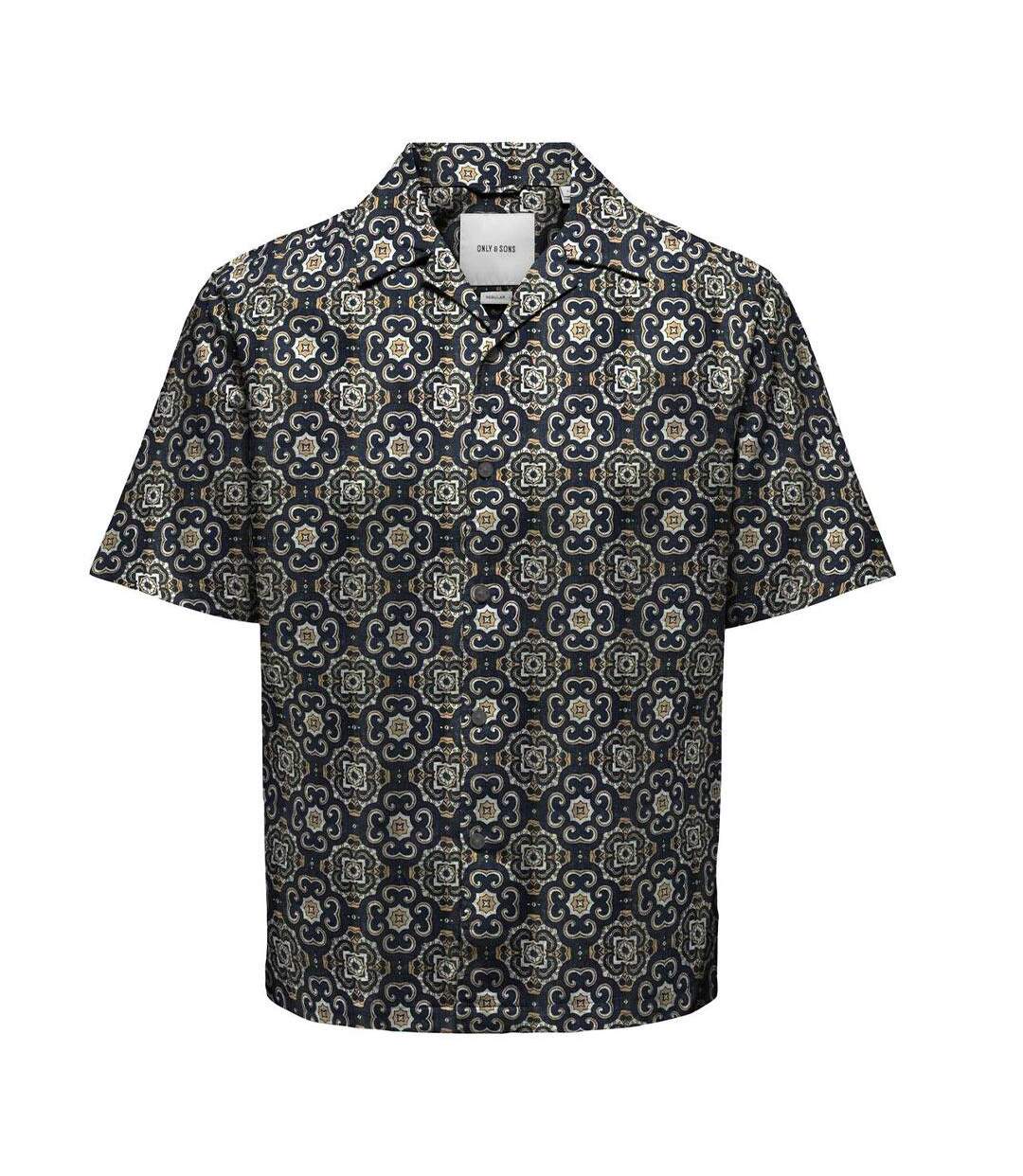 Chemise marine/marron homme only & sons onscaiden fit-1