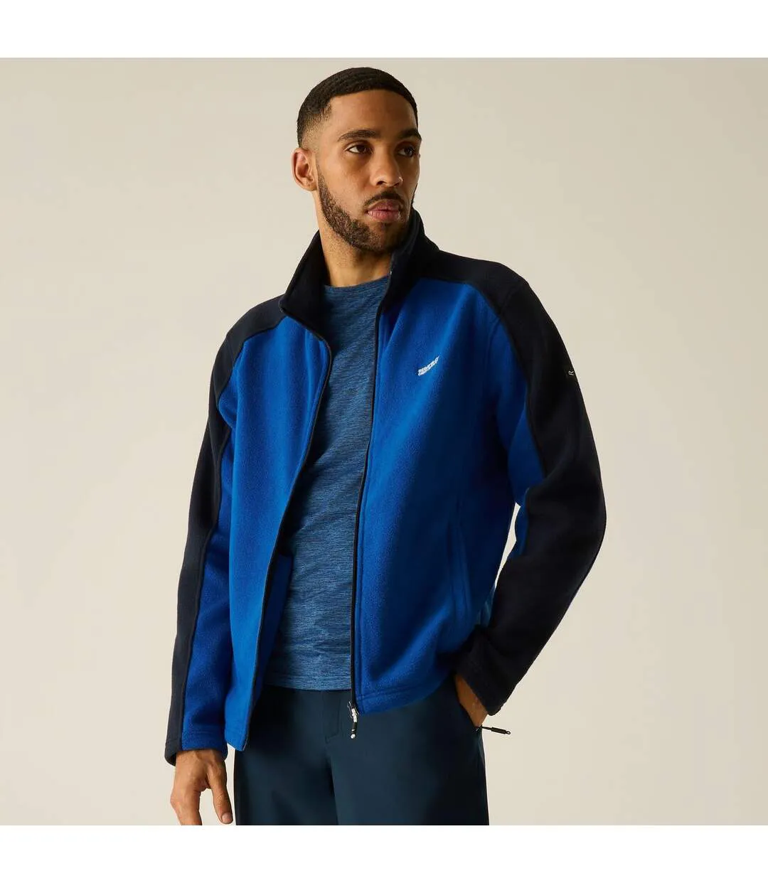 Great Outdoors Mens Hedman Ii Two Tone Full Zip Fleece Jacket Olympian Blue Navy Regatta-1