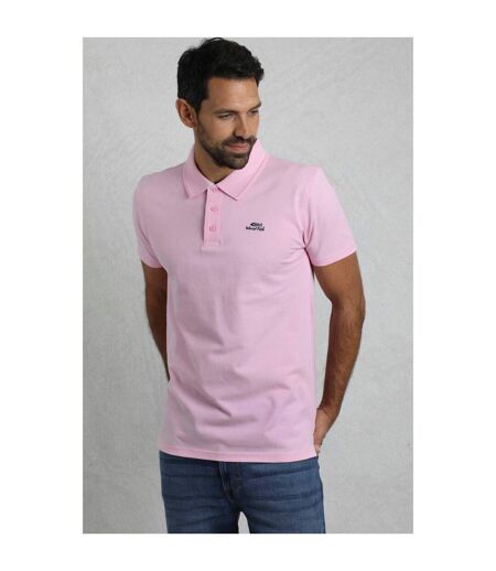 Mens Miles Pique Organic Polo Shirt Pink Weird Fish