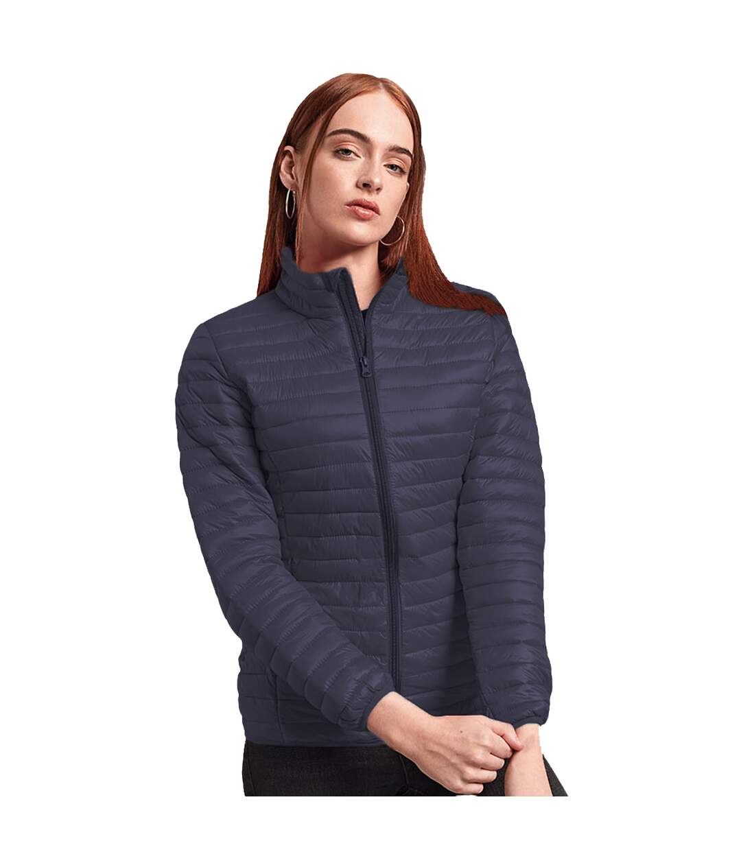 2786 Womens/Ladies Tribe Hooded Fineline Padded Jacket (Navy)