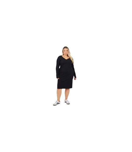 Womens/ladies Notch Neck Midi Dress Black Brave Soul