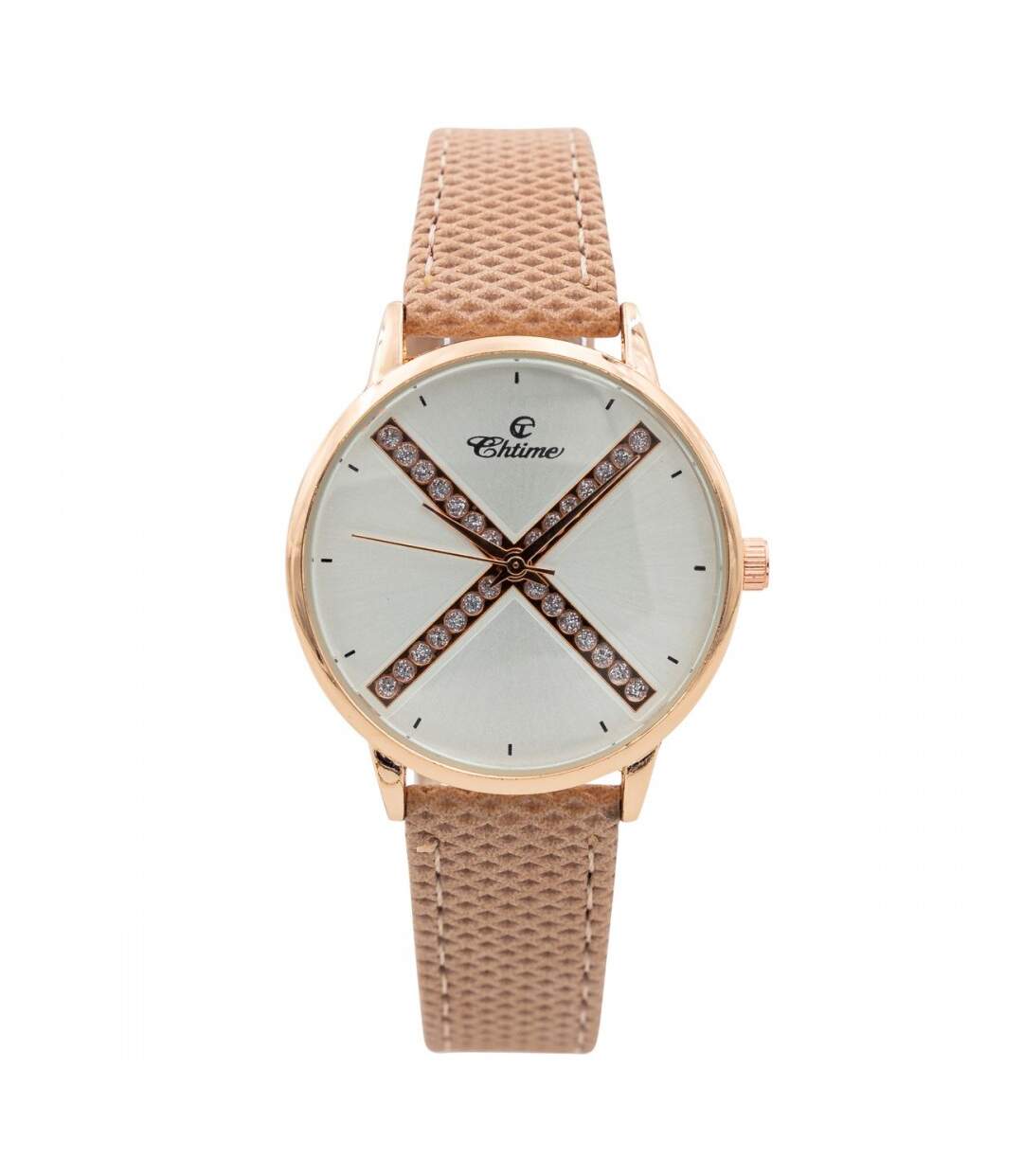 Montre pour  Femme Rose avec Strass CHTIME