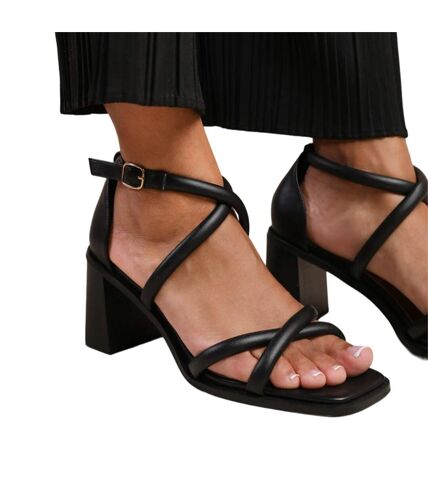 Womens/ladies illinois multi crossover strap wide sandals black Where´s That From