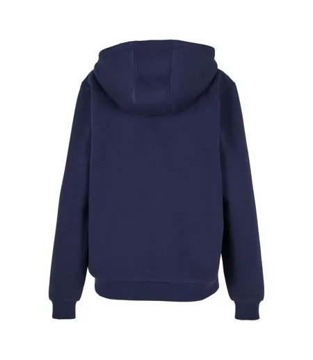 Womens/ladies Fluffy Full Zip Hoodie Navy Build Your Brand