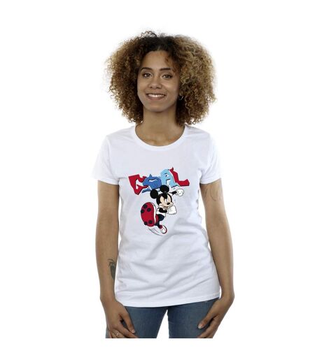 Disney T-shirt en coton Mickey Mouse Goal Striker Pose pour femmes/femmes (Blanc) - UTBI33428