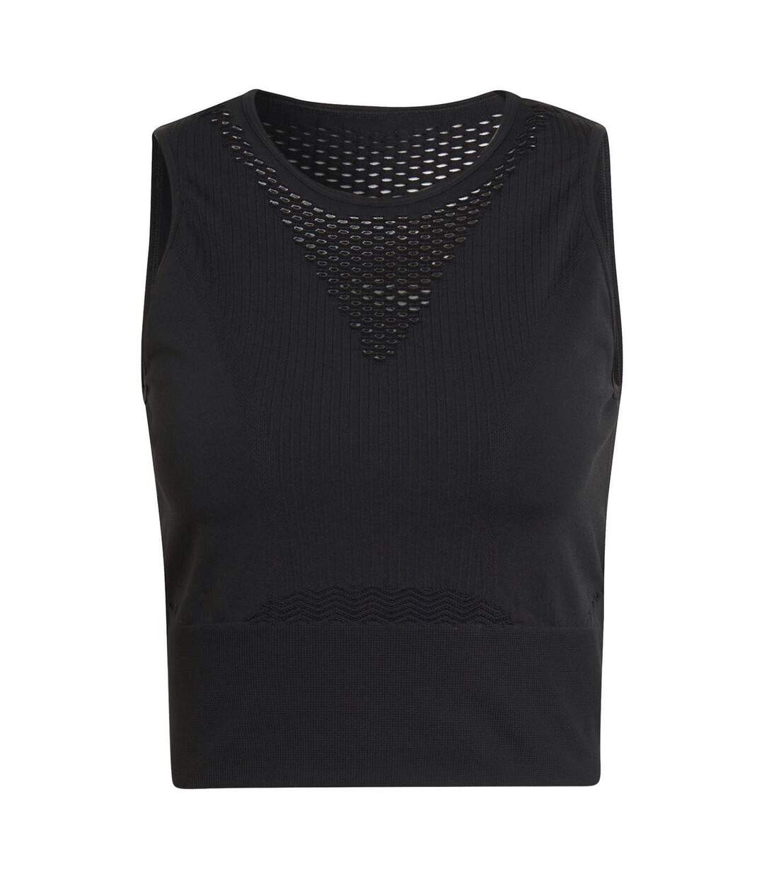 Womens/ladies Aeroknit Cropped Vest Top Black Adidas-2
