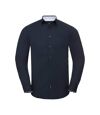 Russell Collection Mens Long Sleeve Contrast Ultimate Stretch Shirt (Bright Navy/Oxford Blue)