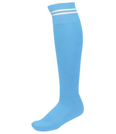 chaussettes sport - PA015 - bleu ciel rayure blanche