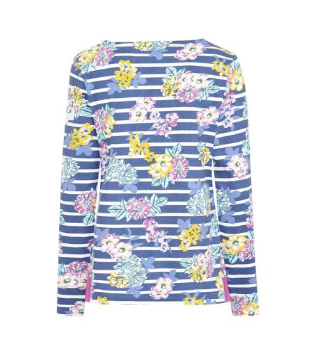 Womens/ladies Printed Breton Top Blue Lazy Jacks