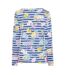 Womens/ladies Printed Breton Top Blue Lazy Jacks-3