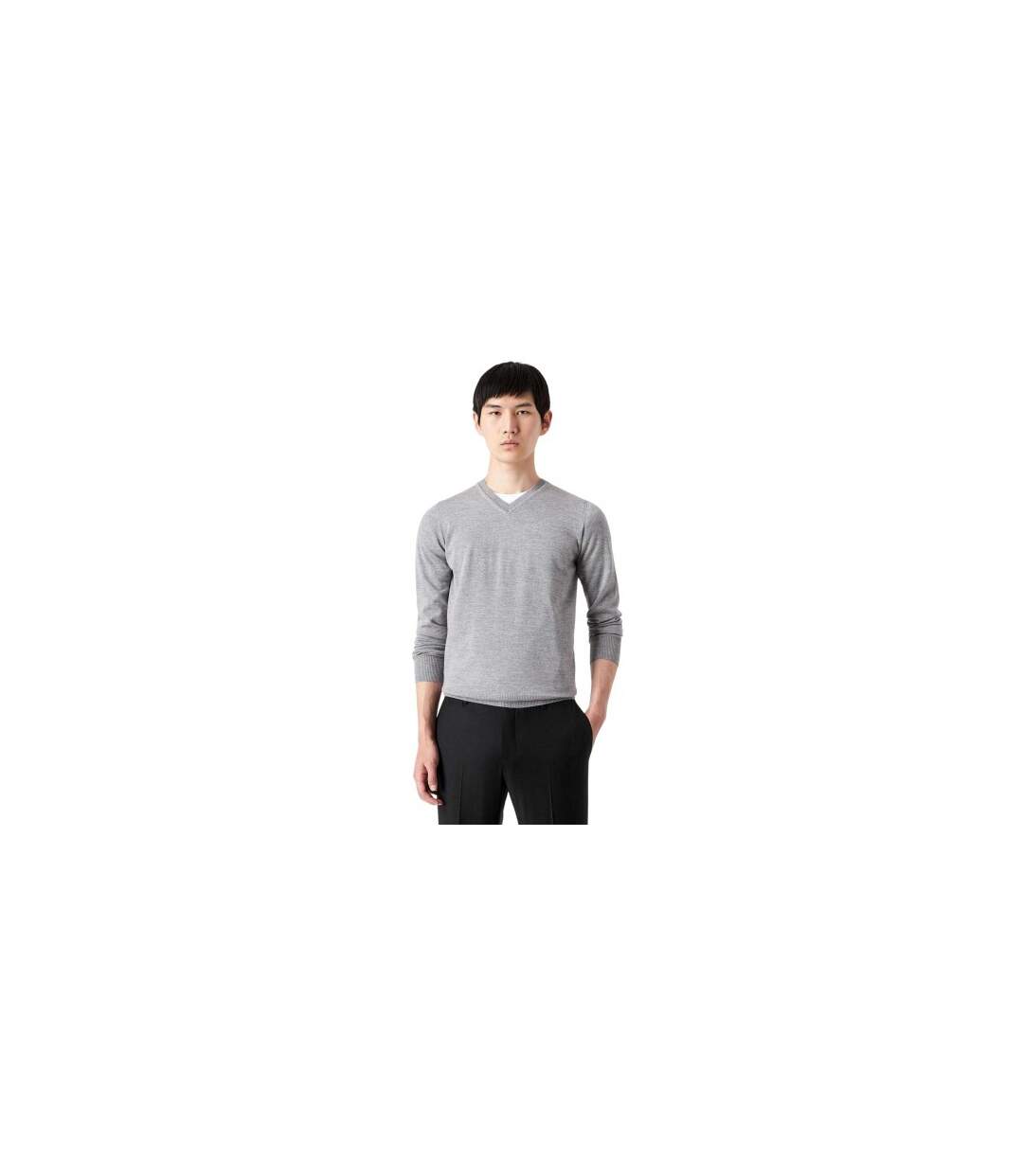 Mens V Neck Jumper Grey Emporio Armani EA7-1