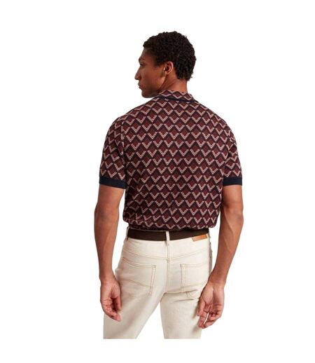 Mens Geometric Jacquard Short-sleeved Polo Shirt Maroon Ted Baker