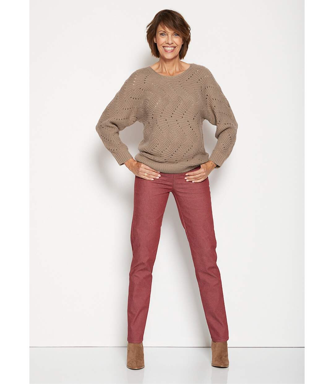 Pull manches chauve-souris maille fantaisie-4