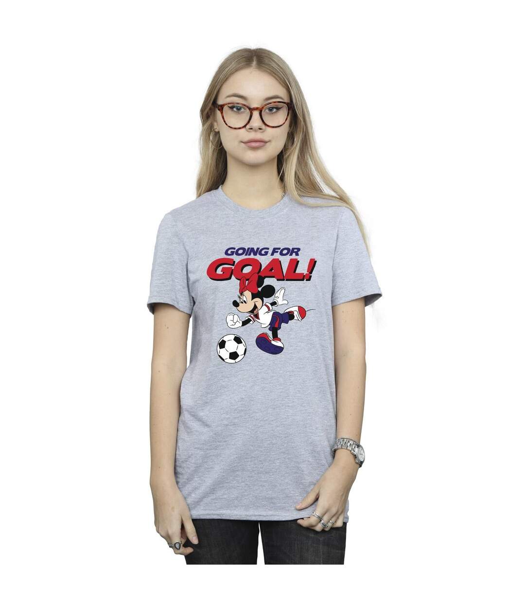 Disney Womens/Ladies Minnie Mouse Going For Goal - T-shirt boyfriend en coton (Gris sportif) - UTBI38663-2