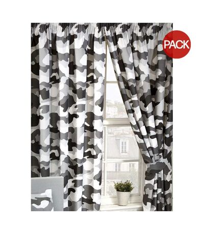 Pack of 2  Army camouflage curtains  54in x 66in grey/white Bedding & Beyond