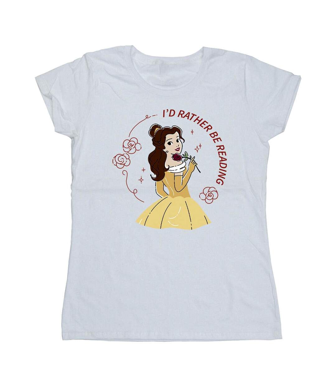 Disney - T-shirt BEAUTY AND THE BEAST I'D RATHER BE READING - Femme (Blanc) - UTBI11997-1