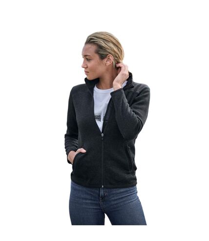 Tee Jays Womens/Ladies Knitted Outdoor Fleece Jacket (Black)