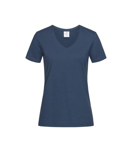 T-shirt Col V Femme Bleu Marine Stedman