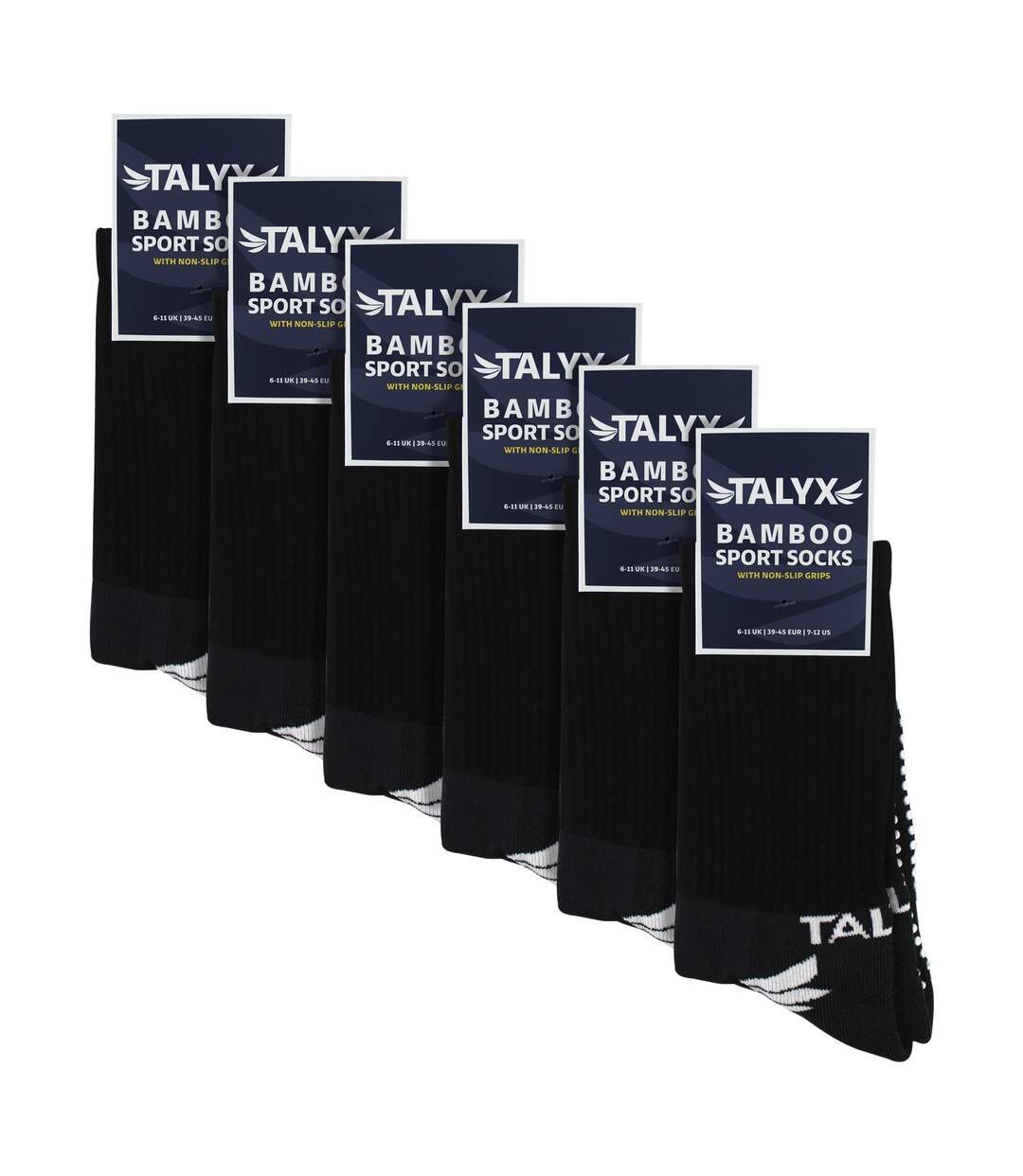 6 Pack Mens Bamboo Crew Grip Socks | Reinforced Heel & Toe Soft Non Slip Socks-2