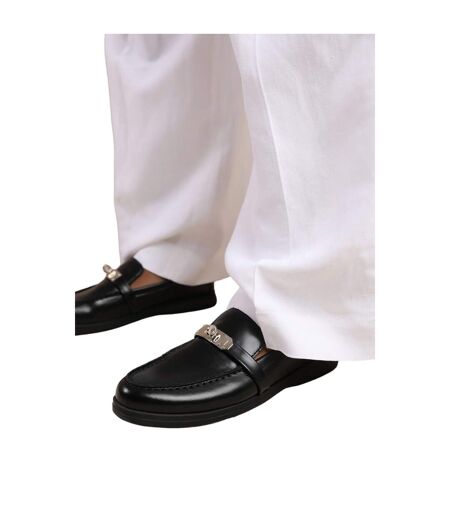 Where´s that from womens/ladies monaco faux leather metal detail loafers black Where's That From