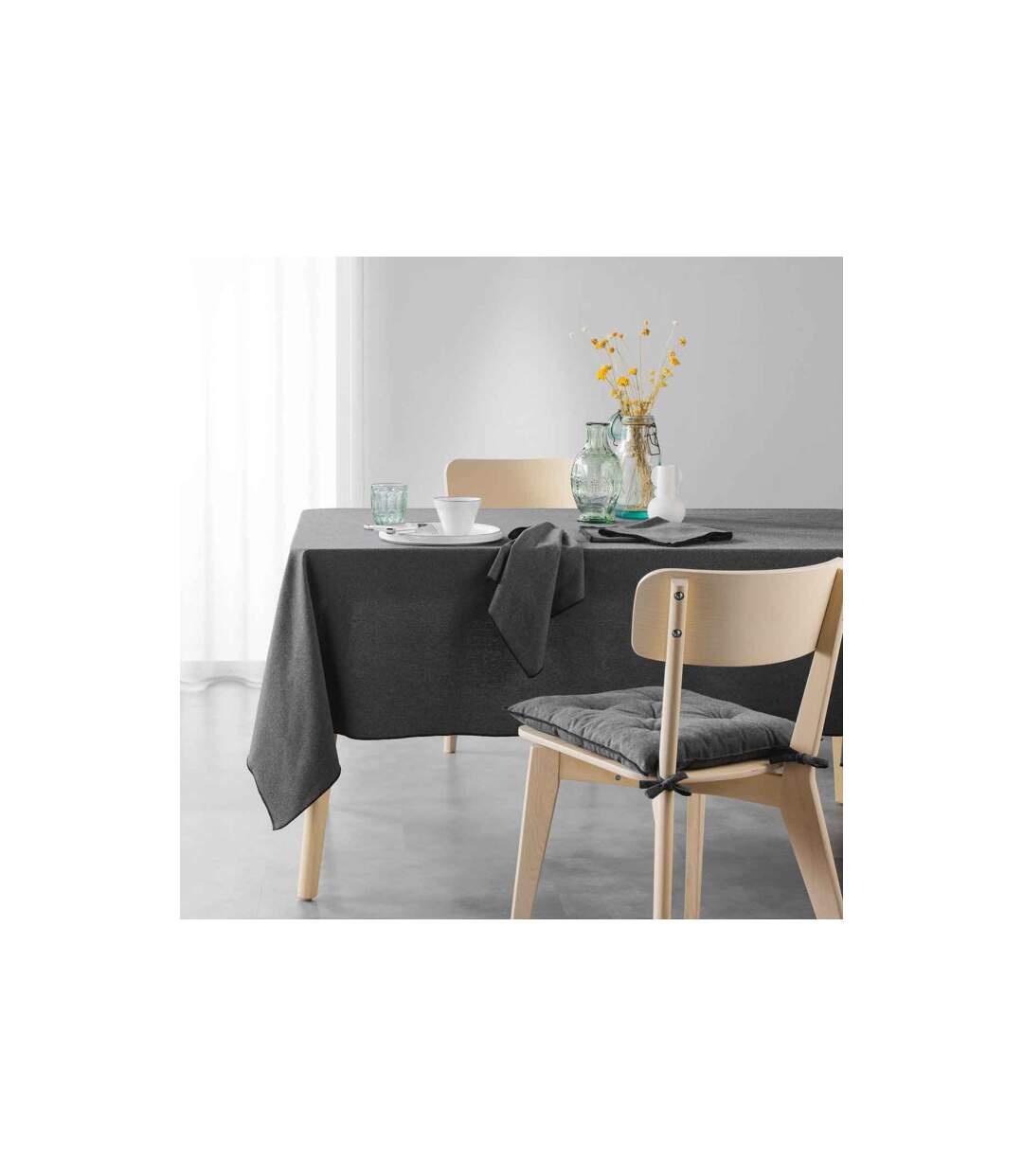 Lot de 3 Serviettes de Table Mistraline 40x40cm Anthracite