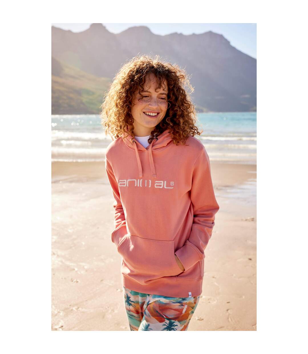 Sweat à capuche maya femme corail Animal