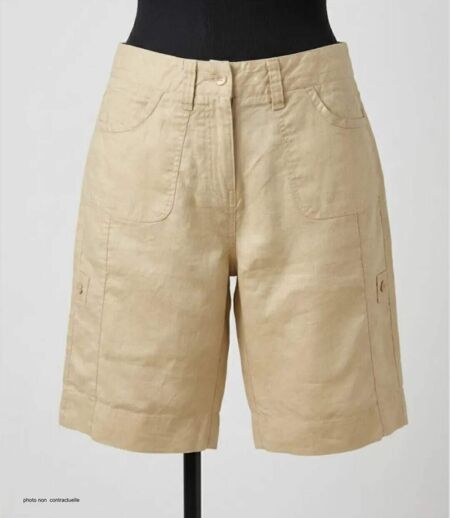 MAYFLOWER BELLAB - Bermuda en lin et coton Beige : la touche de chic naturel