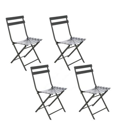 Lot de 4 chaises de jardin pliables en métal Greensboro - Graphite