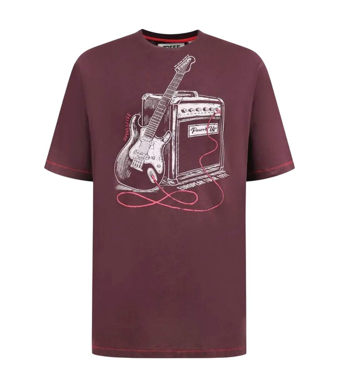 T-shirt Motif Guitare Barnsley Homme Bordeaux Chiné Duke-2