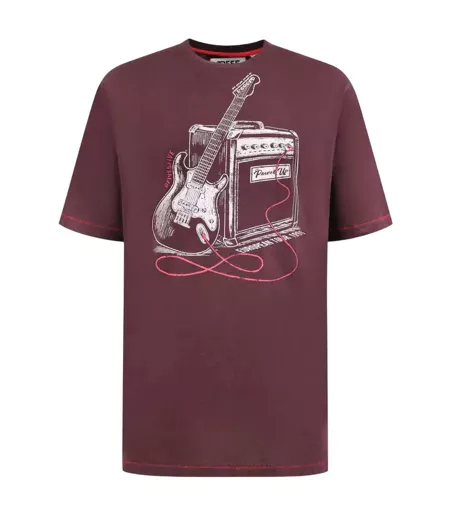 T-shirt Motif Guitare Barnsley Homme Bordeaux Chiné Duke