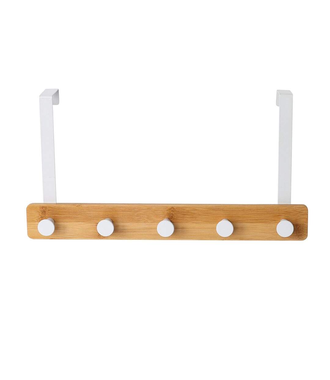 Patère à Suspendre 5 Crochets Fixeo 38cm Naturel & Blanc-2