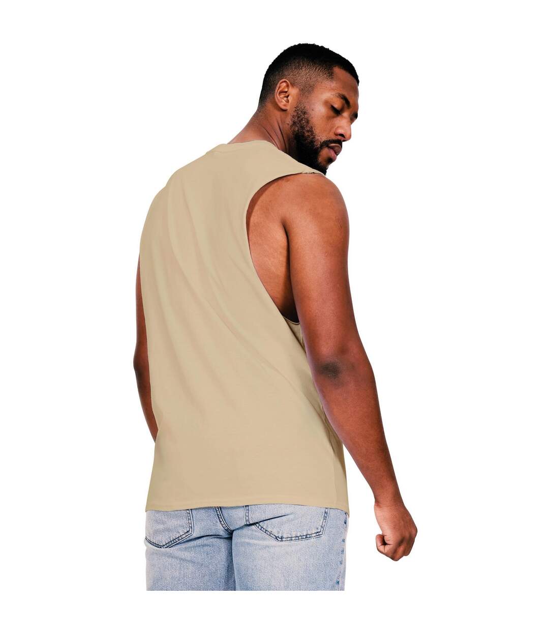 Mens core ringspun cotton raw edge tall tank top sand Casual Classics