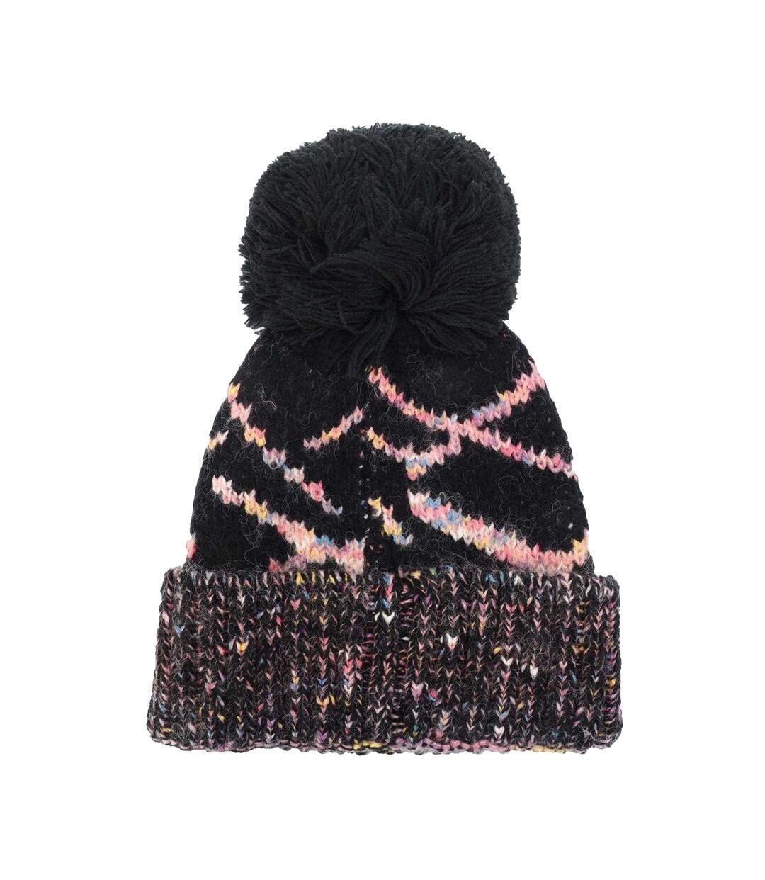 Womens/ladies Diandra Colour Block Knitted Pom Pom Beanie Black Trespass-2