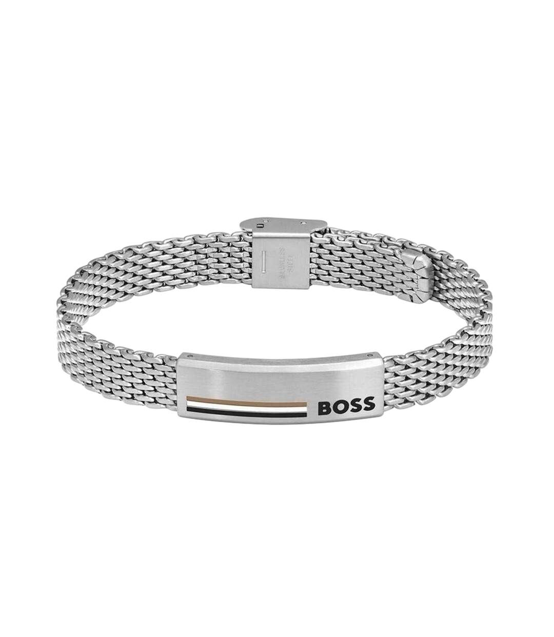 Mens Alen Stainless Steel Mesh Bracelet One Size Silver Boss-1