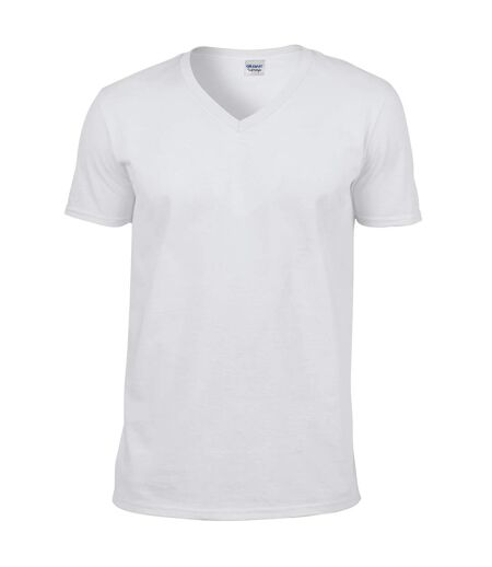 Gildan Mens Soft Style V-Neck Short Sleeve T-Shirt (White) - UTBC490