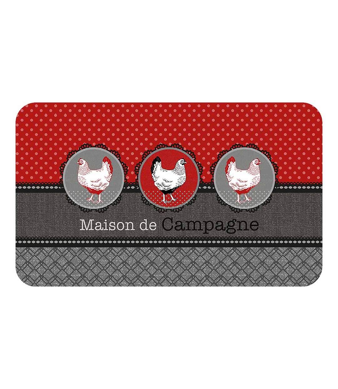 Tapis de Cuisine Imprimé Auberge 45x75cm Rouge-1