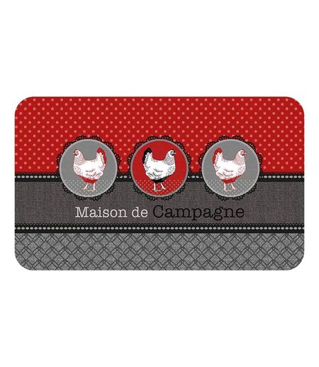 Tapis de Cuisine Imprimé Auberge 45x75cm Rouge