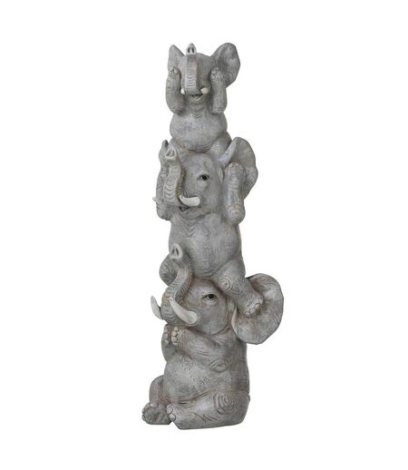 Statuette Déco en Résine 3 Éléphants 32cm Gris