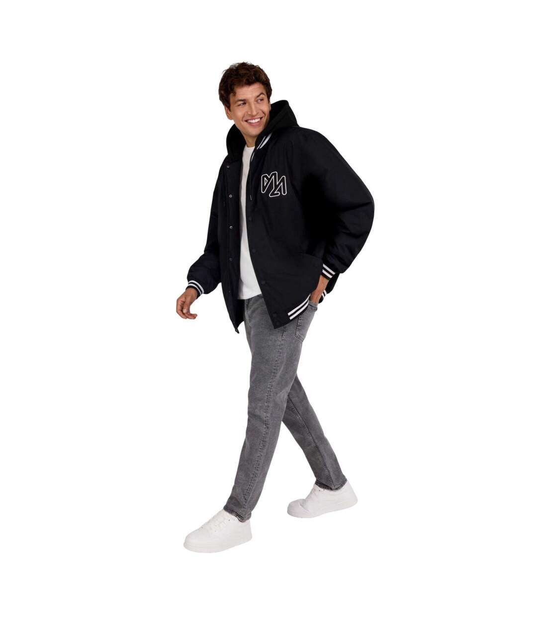 Veste Baseball Motif/style Rayures Contrastées Homme Noir Minoti-1