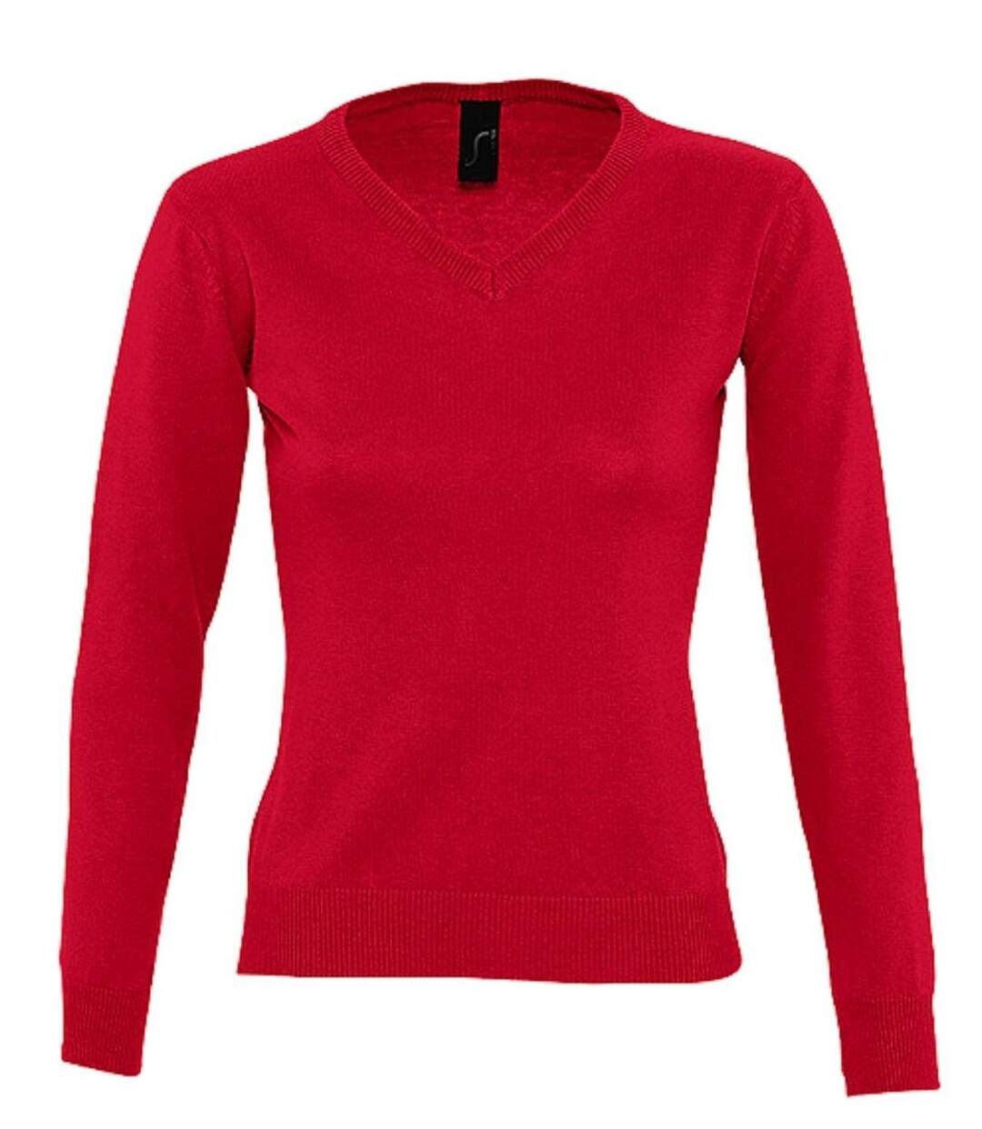 Pull col V - Femme - 90010 - rouge