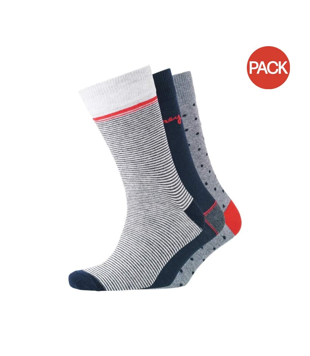 Pack of 3  Mens dotted socks  light grey/night sky Money-1