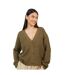 Womens/ladies Fisherman Ribbed Cardigan Khaki Brave Soul-4