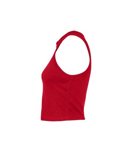 Womens/ladies Micro-rib Racer Tank Top Solid Red Bella + Canvas