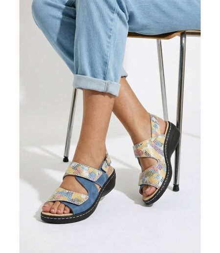 Sandales grande largeur cuir