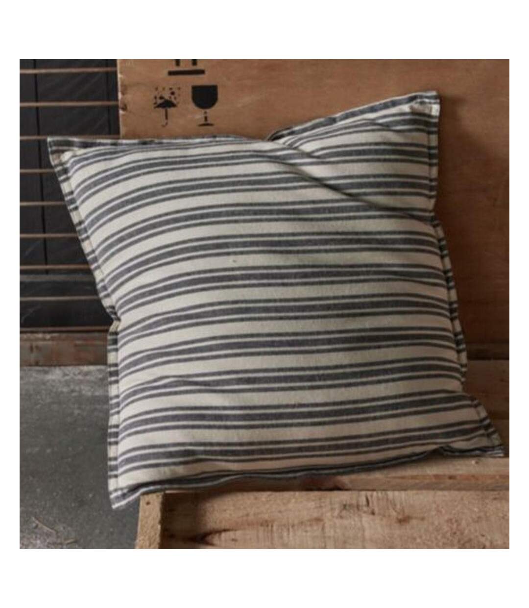 Coussin imprimé rayé blanc/bleu today 45x45cm-1