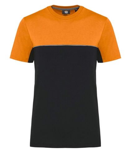 T-shirt de travail bicolore - Unisexe - WK304 - noir et orange