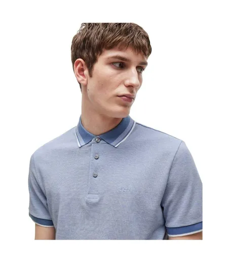Mens Polo Shirt Blue Boss