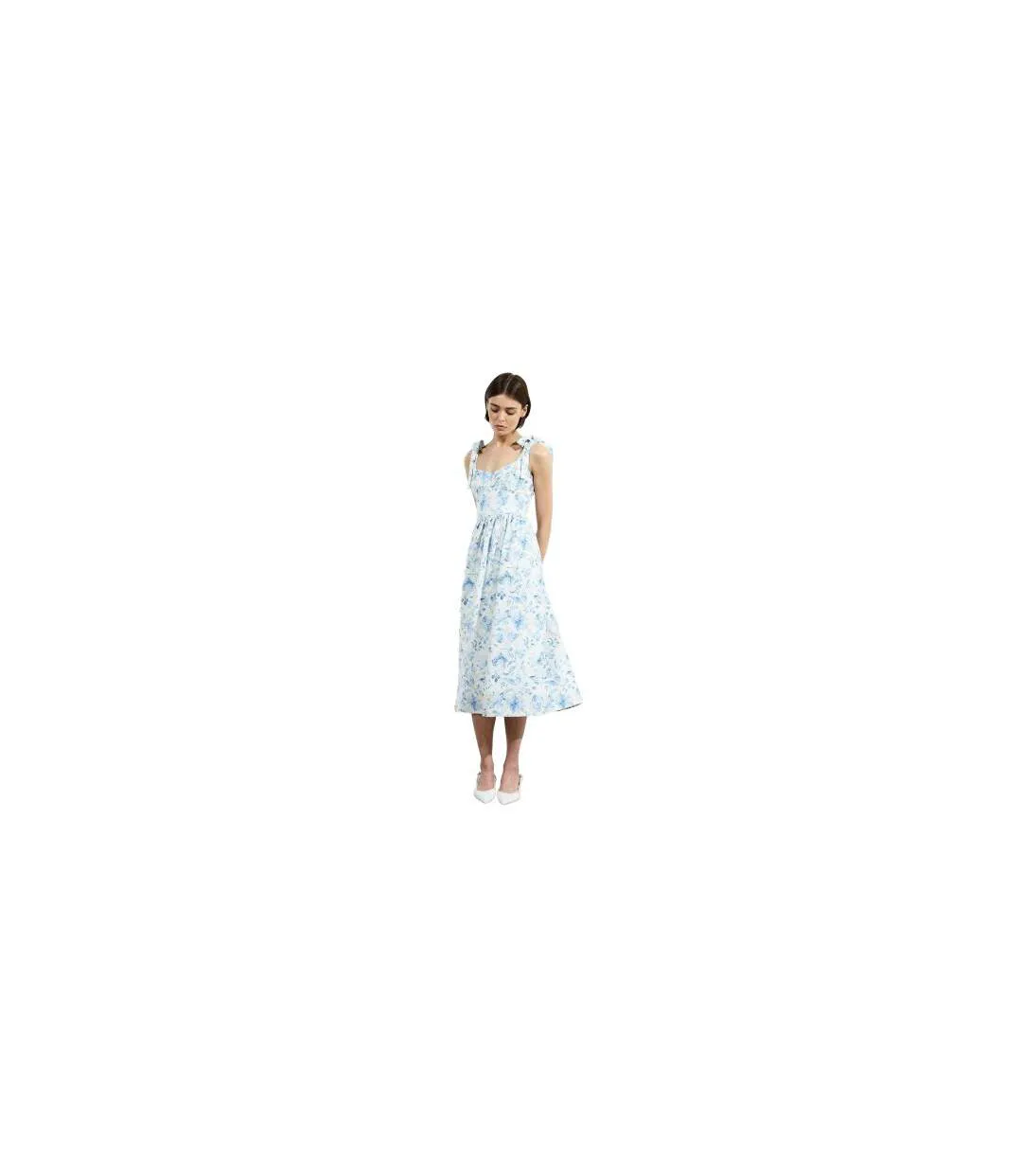 Robe Mi-longue Sans Manches Serenity Femme Crème Bleu French Connection-1